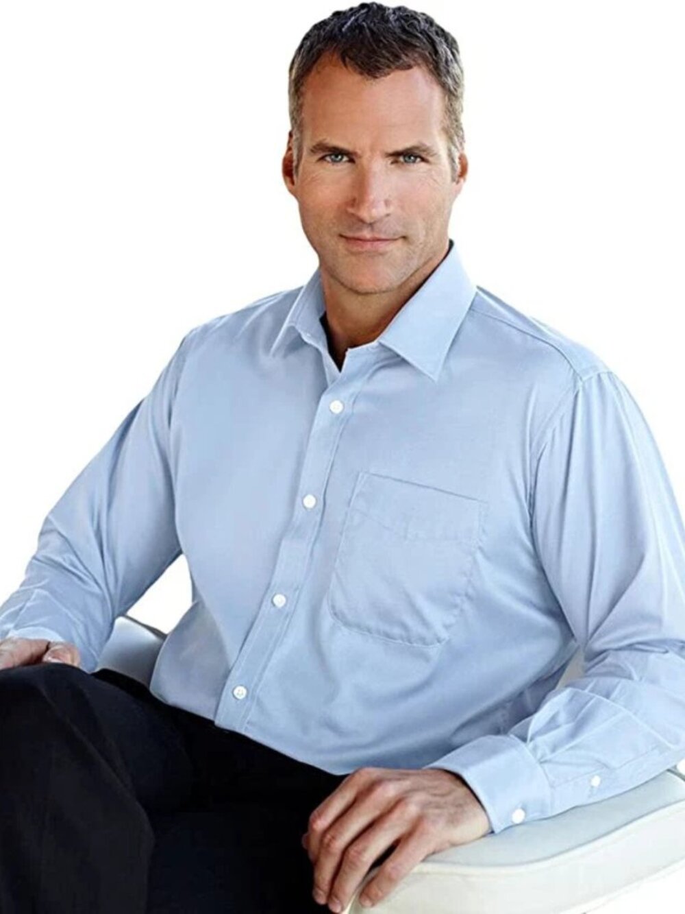 Tri-Mountain Gold 980 Blake Dress Shirt 3XL Non Iron Cotton Twill Light Blue